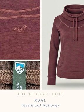 KÜHL Lea Funnel Neck Pullover | Ganache Burgundy | Kangaroo Pocket | Thumb Loops